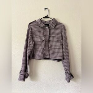 Wild Fable Purple Plaid Cropped Jacket